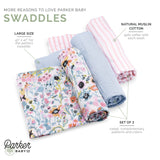 Infographic for Blossom Swaddle Set. 