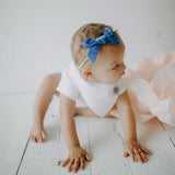 Blue velvet bow for baby. 